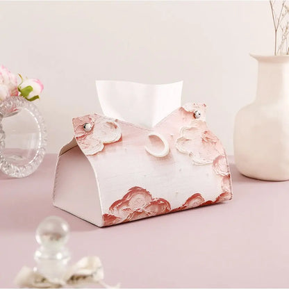 Pink Tissue Case Large Storage Oil Painting Paper Towel Box Creative Durable Napkin
