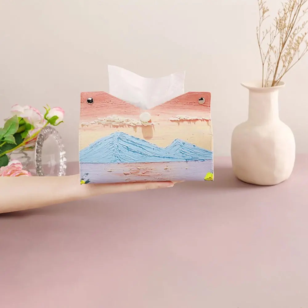 Pink Tissue Case Large Storage Oil Painting Paper Towel Box Creative Durable Napkin
