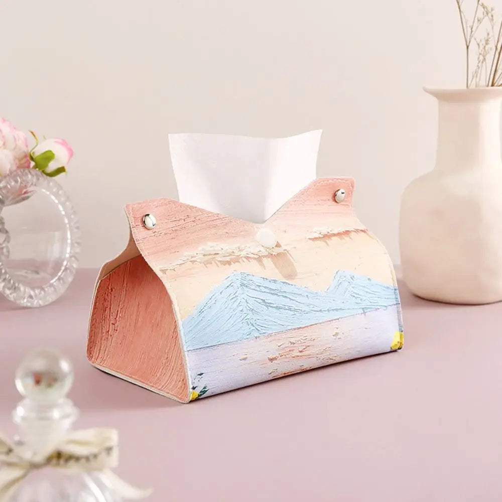 Pink Tissue Case Large Storage Oil Painting Paper Towel Box Creative Durable Napkin